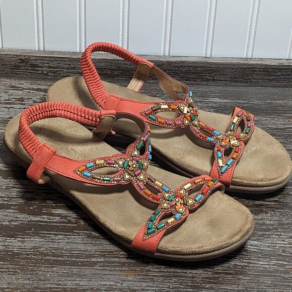 Patrizia by Spring Step Women's Volcanic Beaded T-Strap Comfort Sandal Size 42 - Picture 1 of 8